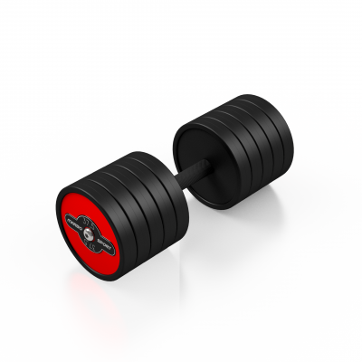 Гантель прогумована Marbo Sport 37.5кг, червоний глянець