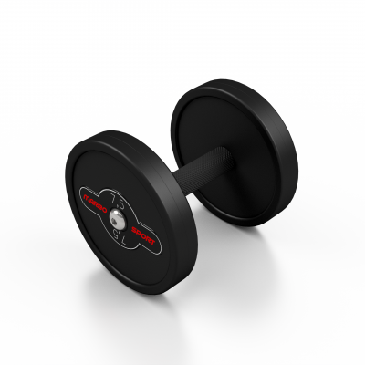Гантель прогумована Marbo Sport 7.5кг, чорний матовий