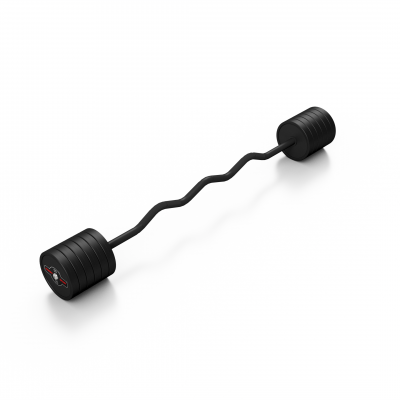 Штанга прогумована з ламаним грифом Marbo Sport 55кг, чорний матовий