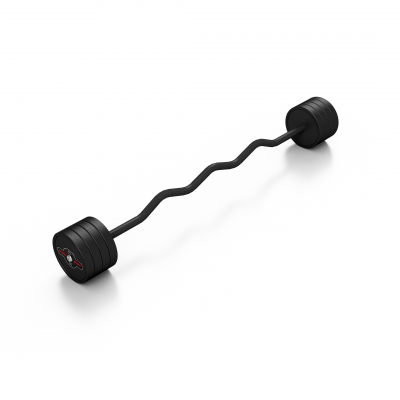 Штанга прогумована з ламаним грифом Marbo Sport 35кг, чорний матовий