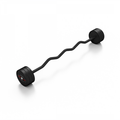 Штанга прогумована з ламаним грифом Marbo Sport 30кг, чорний матовий