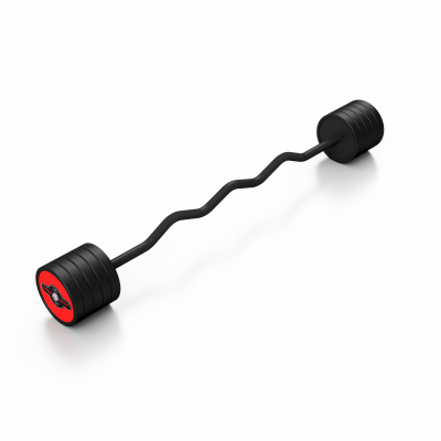 Штанга прогумована з ламаним грифом Marbo Sport 45кг, червоний глянець