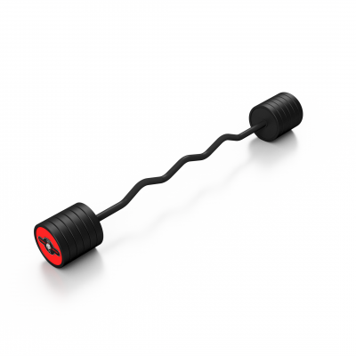 Штанга прогумована з ламаним грифом Marbo Sport 50кг, червоний глянець