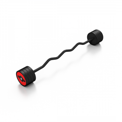 Штанга прогумована з ламаним грифом Marbo Sport 35кг, червоний глянець